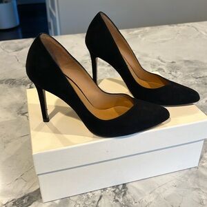 Sezane Black Suede Heels 38